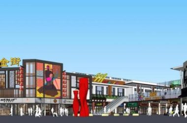 Sketchup商业模型|杭州万达金街,多层商业街,新中式风格-BIM建筑网
