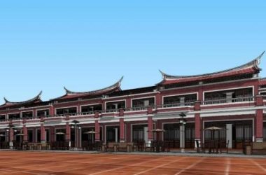 Sketchup商业模型|福建闽南风格,多层商业街,中式-BIM建筑网