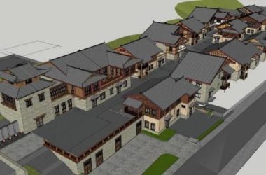 Sketchup商业模型|多层商业街,藏羌风格,中式风格-BIM建筑网