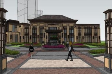 Sketchup商业模型|华润售楼处,多层商业会所,古典风格-BIM建筑网