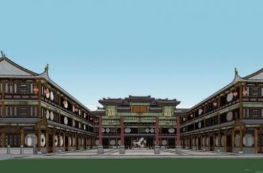 Sketchup商业模型|多层商业楼,仿古建筑,中式风格-BIM建筑网