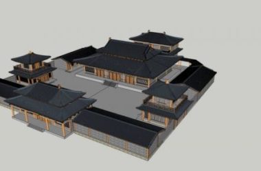 Sketchup古建筑模型|多层寺庙,宗教建筑,中式风格,古建-BIM建筑网