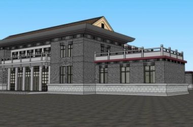 Sketchup商业模型|多层会所,商业建筑,新中式风格-BIM建筑网