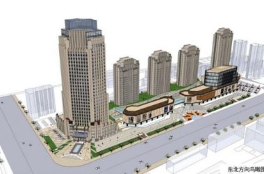 Sketchup办公模型|某总部基地办公楼,高层办公,底层商业,新古典风格,ArtDeco风格-BIM建筑网