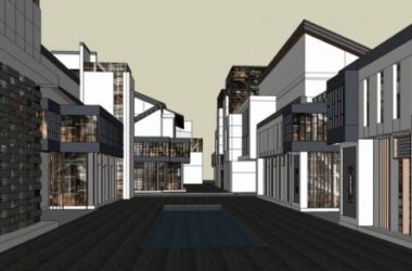 Sketchup商业模型|多层商业街,新中式风格-BIM建筑网