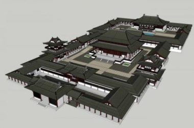 Sketchup古建筑模型|古建,多层寺庙,宗教,中式风格-BIM建筑网