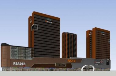 Sketchup办公模型|高层办公写字楼,底层商业,现代风格-BIM建筑网