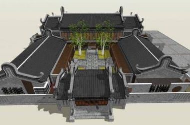 Sketchup商业模型|多层会所,商业建筑,中式风格-BIM建筑网