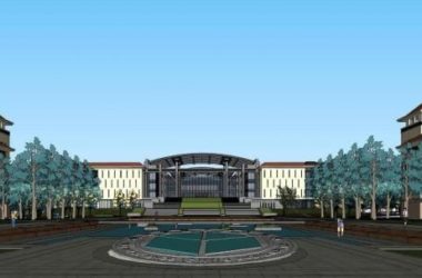 Sketchup学校模型|贵安职业技术学院,多层大学校园,教学楼,教育建筑,现代风格-BIM建筑网