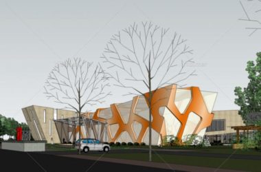 Sketchup商业模型|多层万科售楼处会所,现代风格,商业建筑-BIM建筑网