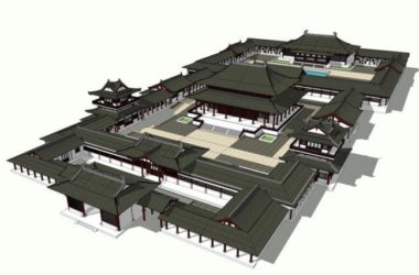 Sketchup古建筑模型|多层古建寺庙,中式风格-BIM建筑网