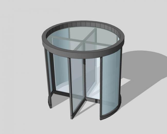 Sketchup素材模型|玻璃旋转门,素材组件 Sketchup素材模型|玻璃旋转门,素材组件
