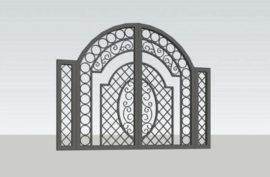 Sketchup素材模型|铁艺入口大门,景观素材组件-BIM建筑网