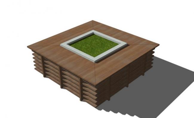 Sketchup素材模型|木树池坐凳景观素材组件 Sketchup素材模型|木树池坐凳景观素材组件