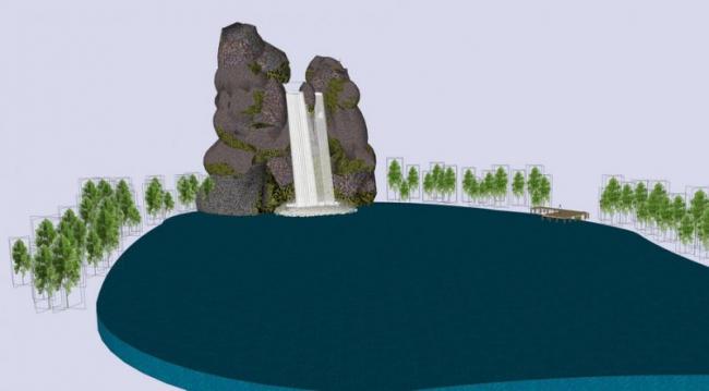 Sketchup素材模型|假山跌水景观素材组件 Sketchup素材模型|假山跌水景观素材组件