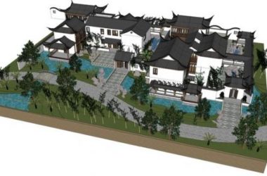Sketchup古建筑模型|苏州园林,古建,院落,水景,中式风格-BIM建筑网
