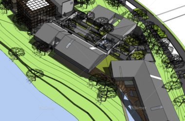 Sketchup商业模型|深圳万科第五园,多层社区商业,徽派中式风格,住宅配套-BIM建筑网