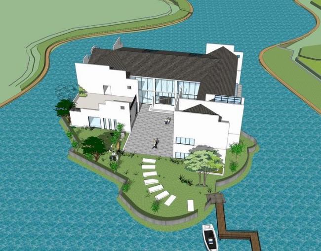 Sketchup文化模型|多层湖心茶室,中式风格 Sketchup文化模型|多层湖心茶室,中式风格