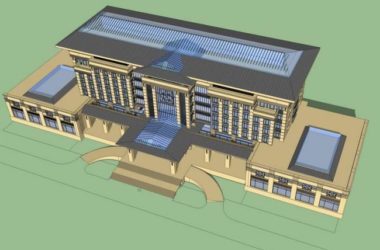 Sketchup办公模型|多层政府办公楼,新中式风格-BIM建筑网