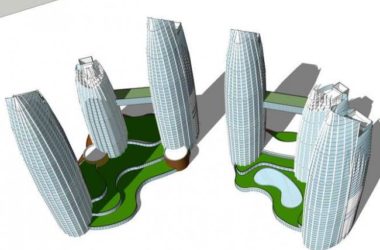 Sketchup办公模型|圆形平面办公楼,超高层办公,现代风格-BIM建筑网