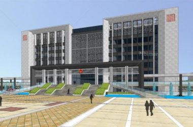 Sketchup办公模型|多层办公政府大楼,现代风格,景观设计,水景,新中式风格-BIM建筑网