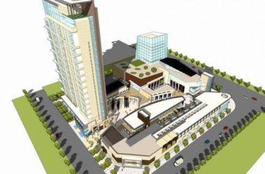 Sketchup办公模型|高层办公楼,底层商业,现代风格-BIM建筑网