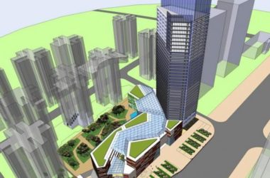 Sketchup办公模型|高层办公楼,底层商业,现代风格-BIM建筑网