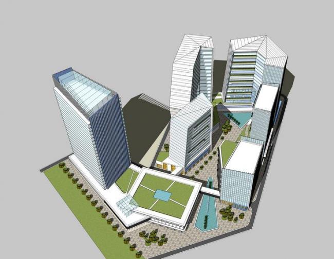 Sketchup办公模型|高层办公楼,现代风格 Sketchup办公模型|高层办公楼,现代风格