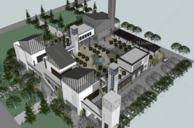 Sketchup商业模型|多层美食步行街商业街,新中式风格-BIM建筑网