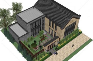 Sketchup商业模型|多层商业街,滨水,中式风格,古建-BIM建筑网