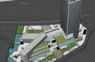 Sketchup办公模型|多高层混合办公,写字楼,现代风格-BIM建筑网