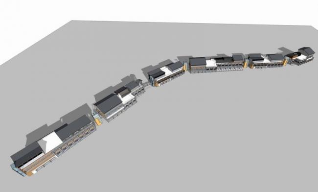 Sketchup商业模型|多层商业街,新中式风格 Sketchup商业模型|多层商业街,新中式风格