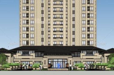 Sketchup商业模型|多层售楼处会所,底商,景观园林,新古典风格-BIM建筑网
