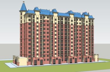 Sketchup住宅模型|高层住宅,居住建筑,英式风格,古典风格-BIM建筑网