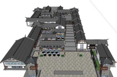 Sketchup商业模型|多层商业街,中式风格,古建-BIM建筑网