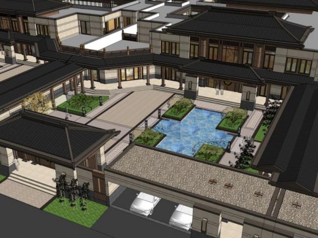 Sketchup商业模型|多层商业街,中式风格 Sketchup商业模型|多层商业街,中式风格