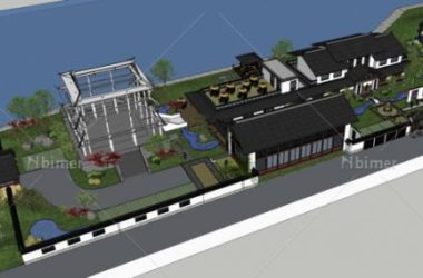 Sketchup商业模型|多层会所养生园,现代中式风格-BIM建筑网