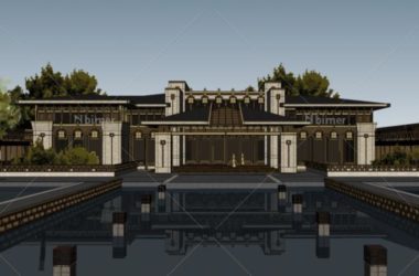 Sketchup商业模型|多层会所,现代中式风格-BIM建筑网