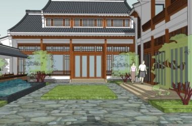 Sketchup商业模型|多层会所,现代中式风格-BIM建筑网