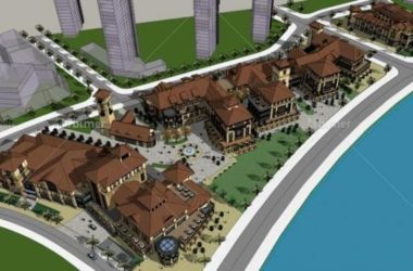Sketchup商业模型|多层商业街,西班牙风格,古典风格-BIM建筑网