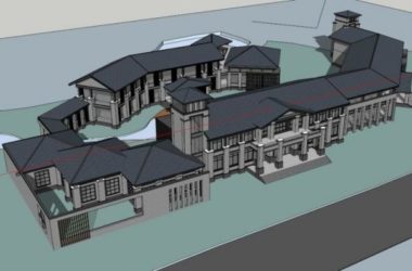 Sketchup商业模型|多层商业会所,现代中式风格-BIM建筑网