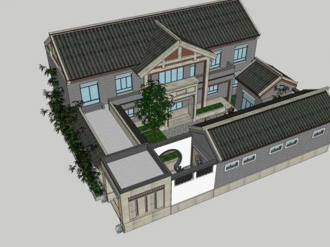 Sketchup住宅模型|四合院,东方新古典 Sketchup住宅模型|四合院,东方新古典