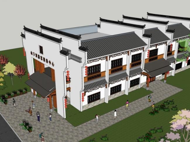 Sketchup办公模型|游客中心,中式风格 Sketchup办公模型|游客中心,中式风格
