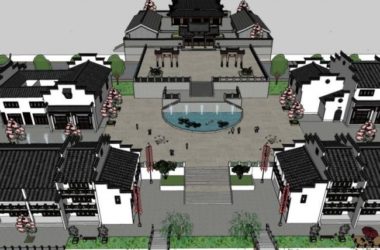 Sketchup商业模型|多层商业街,中式风格-BIM建筑网