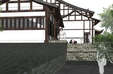 Sketchup商业模型|多层接待中心,现代中式风格-BIM建筑网