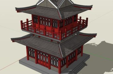 Sketchup古建筑模型|多层唐代阁楼,中式风格,古建-BIM建筑网