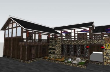 Sketchup商业模型|游客中心,中式风格-BIM建筑网