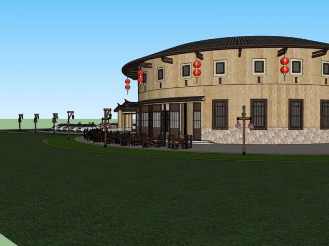 Sketchup酒店模型|低层酒店,东方新古典 Sketchup酒店模型|低层酒店,东方新古典
