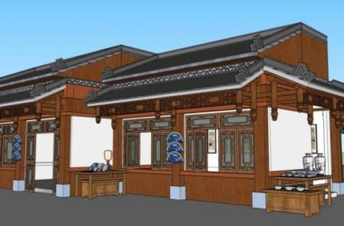 Sketchup商业模型|低层商业街,中式风格-BIM建筑网