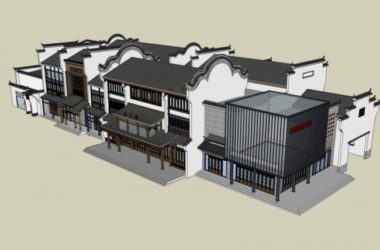 Sketchup商业模型|多层商业街,中式风格-BIM建筑网